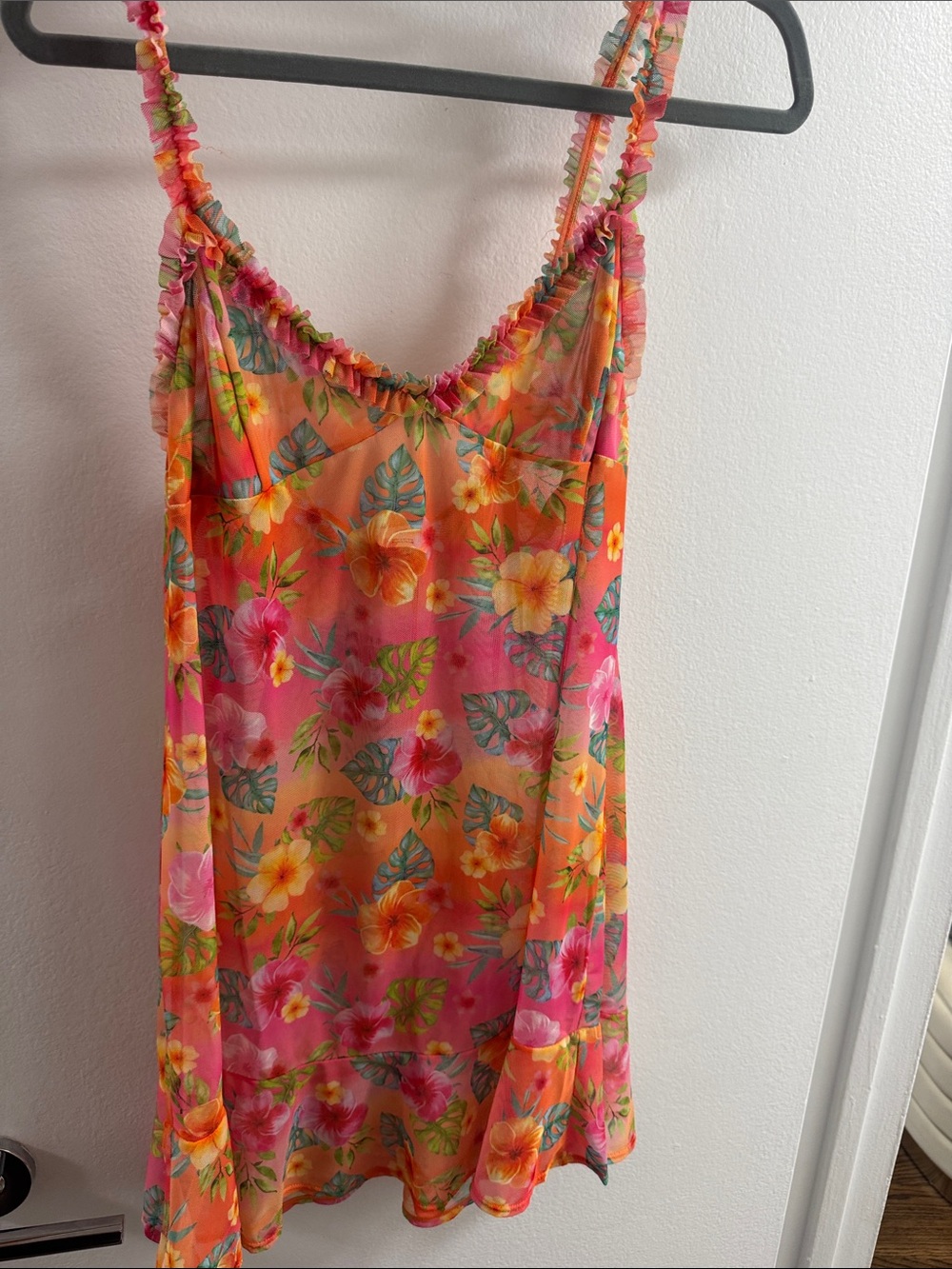 Flower tropical mesh cover up size L
